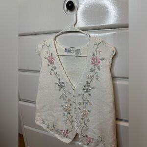 Vintage bead, embroidered granny sweater vest